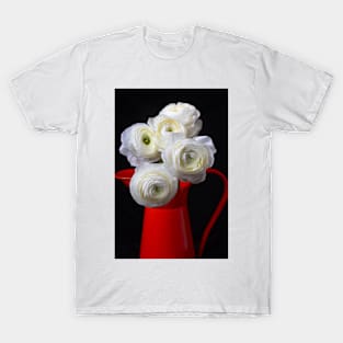 White Ranunculus In Orange Pitcher T-Shirt